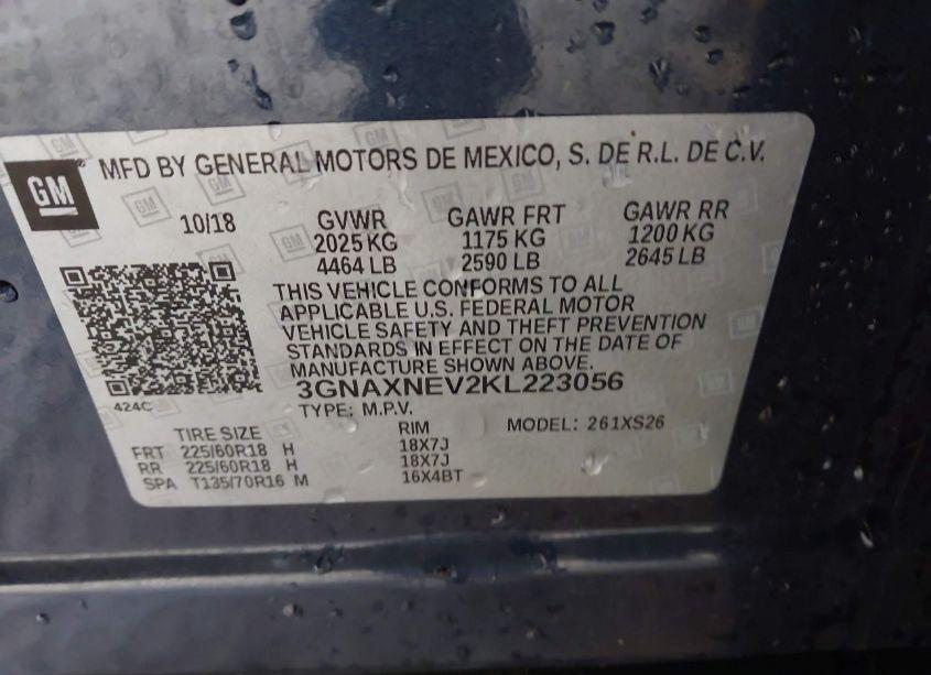 Photo 9 of 2019 Chevrolet Equinox PREMIER (VIN 3GNAXNEV2KL223056)