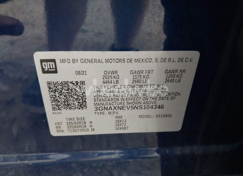 Photo 9 of 2022 Chevrolet Equinox FWD PREMIER (VIN 3GNAXNEV5NS104346)