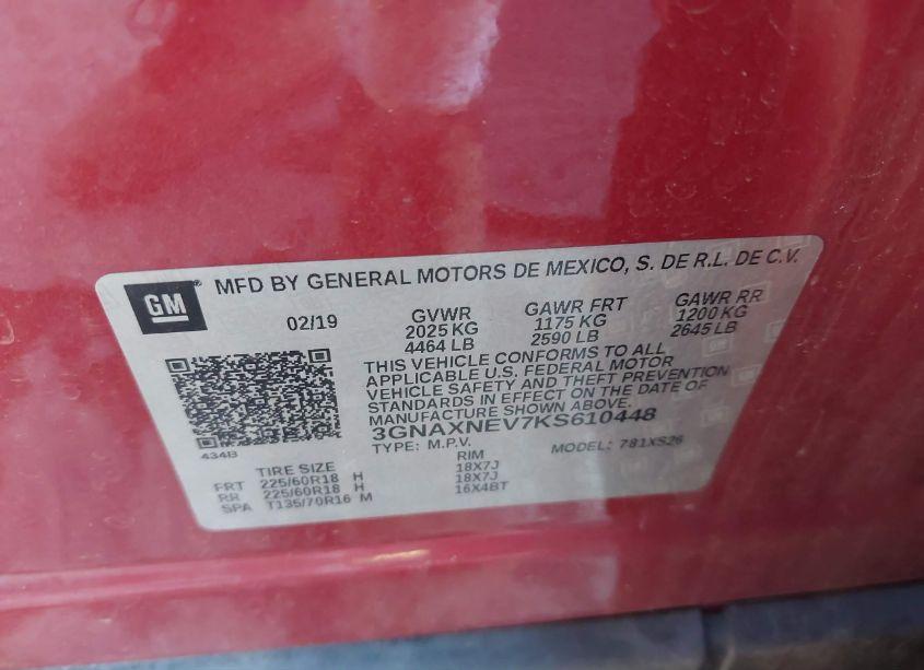 Photo 9 of 2019 Chevrolet Equinox PREMIER (VIN 3GNAXNEV7KS610448)