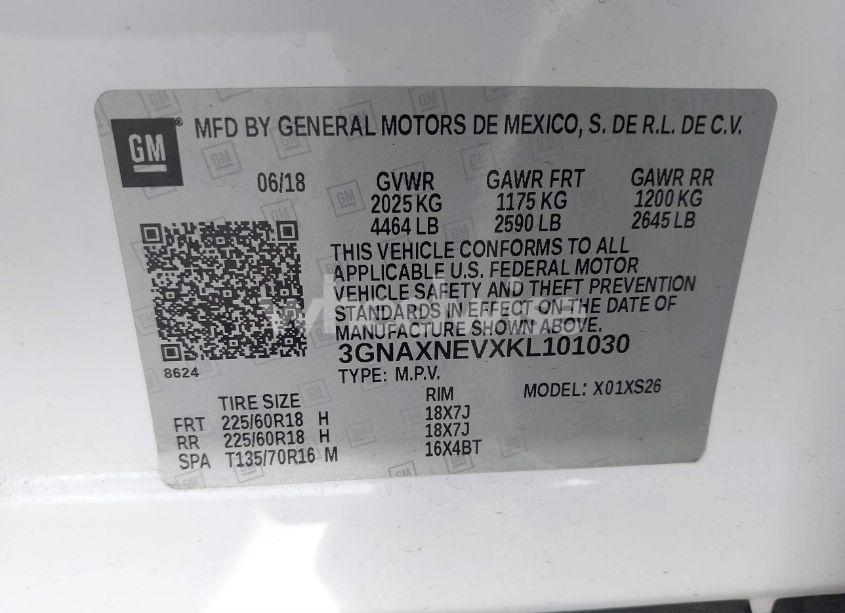 Photo 9 of 2019 Chevrolet Equinox PREMIER (VIN 3GNAXNEVXKL101030)