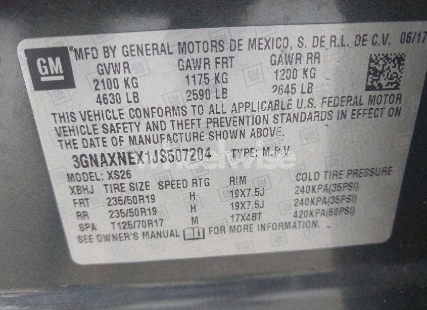 Photo 9 of 2018 Chevrolet Equinox PREMIER (VIN 3GNAXNEX1JS507204)