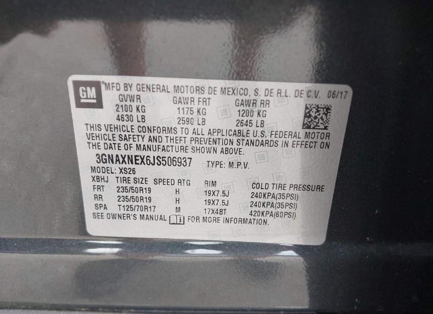 Photo 9 of 2018 Chevrolet Equinox PREMIER (VIN 3GNAXNEX6JS506937)