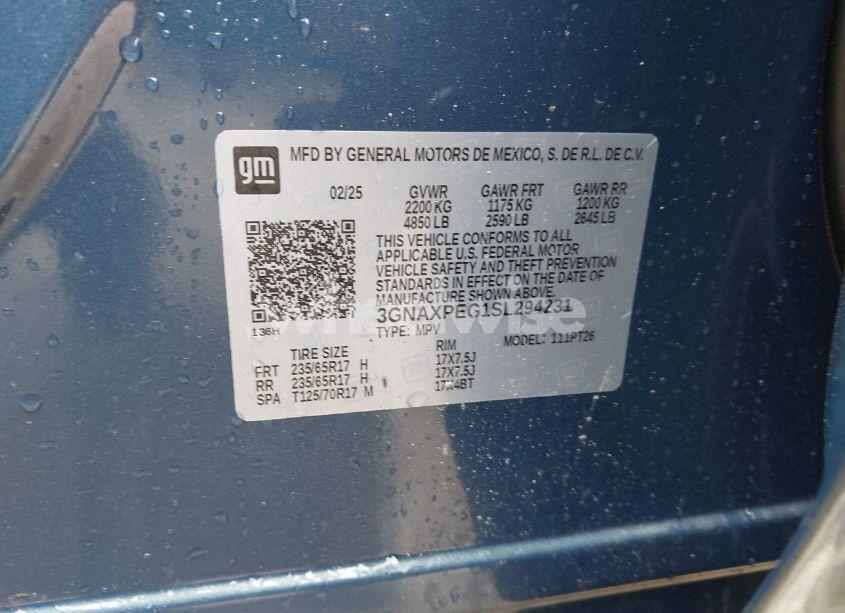 Photo 9 of 2025 Chevrolet Equinox AWD LT (VIN 3GNAXPEG1SL294231)