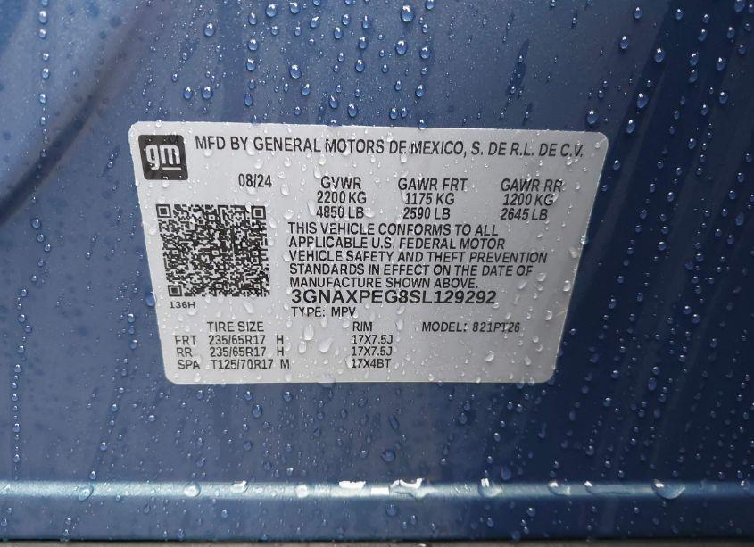 Photo 9 of 2025 Chevrolet Equinox AWD LT (VIN 3GNAXPEG8SL129292)