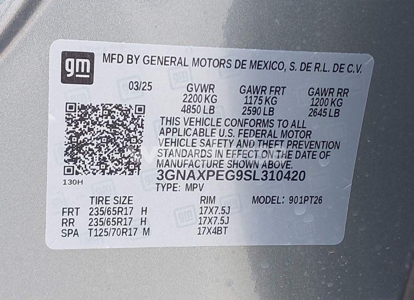 Photo 9 of 2025 Chevrolet Equinox AWD LT (VIN 3GNAXPEG9SL310420)