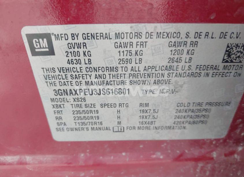 Photo 9 of 2018 Chevrolet Equinox PREMIER (VIN 3GNAXPEU3JS616801)