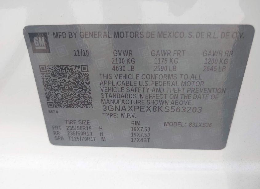 Photo 9 of 2019 Chevrolet Equinox PREMIER (VIN 3GNAXPEX8KS563203)