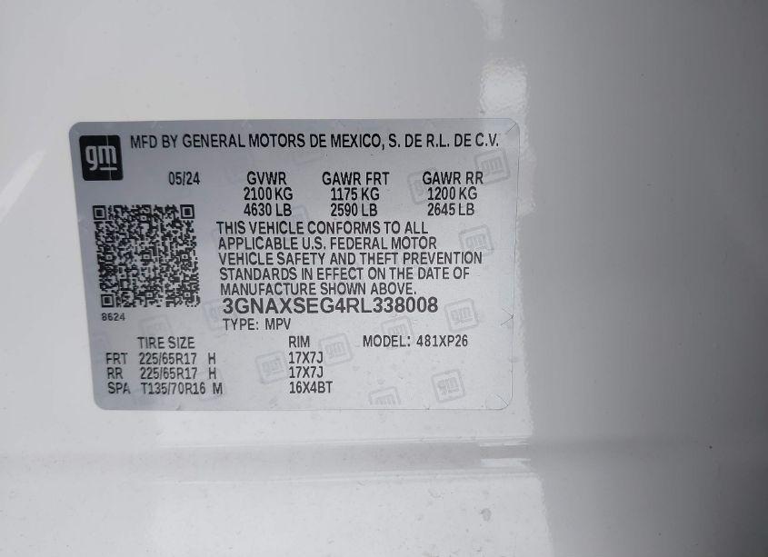 Photo 9 of 2024 Chevrolet Equinox AWD LS (VIN 3GNAXSEG4RL338008)