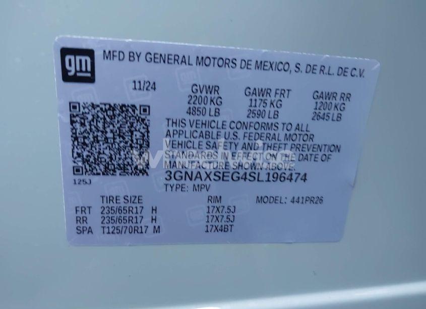 Photo 9 of 2025 Chevrolet Equinox AWD ACTIV (VIN 3GNAXSEG4SL196474)