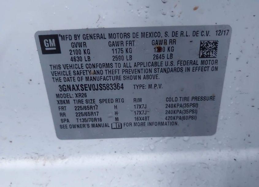 Photo 9 of 2018 Chevrolet Equinox LT (VIN 3GNAXSEV0JS583364)