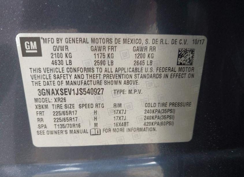 Photo 9 of 2018 Chevrolet Equinox LT (VIN 3GNAXSEV1JS540927)