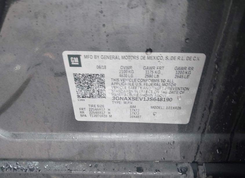 Photo 9 of 2018 Chevrolet Equinox LT (VIN 3GNAXSEV1JS648190)