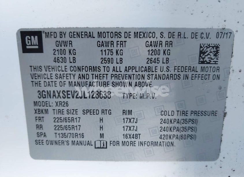 Photo 9 of 2018 Chevrolet Equinox LT (VIN 3GNAXSEV2JL128638)