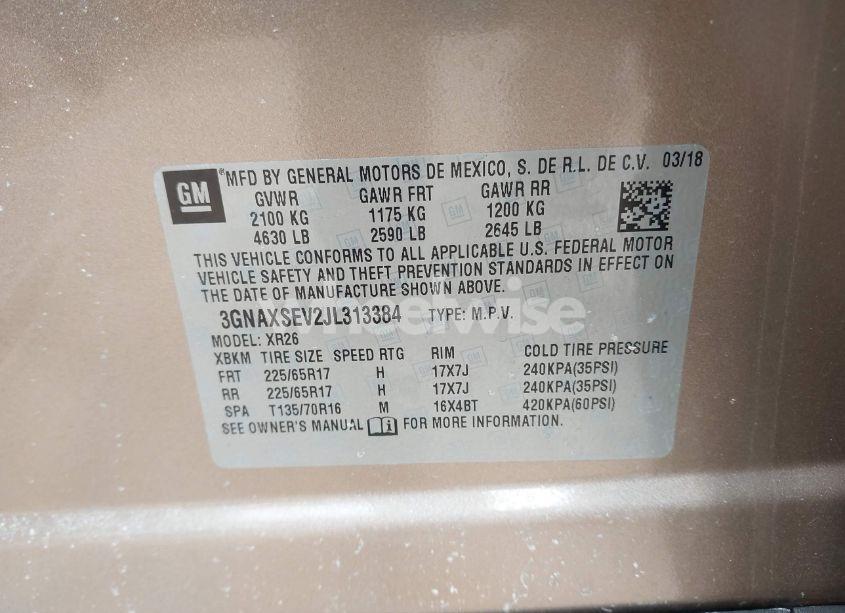 Photo 9 of 2018 Chevrolet Equinox LT (VIN 3GNAXSEV2JL313384)