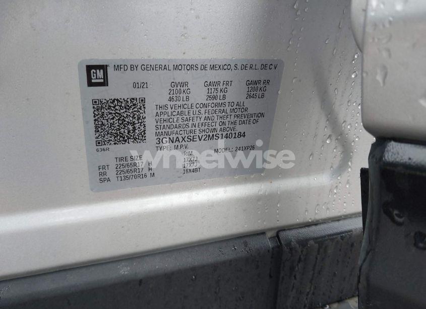 Photo 9 of 2021 Chevrolet Equinox LS (VIN 3GNAXSEV2MS140184)