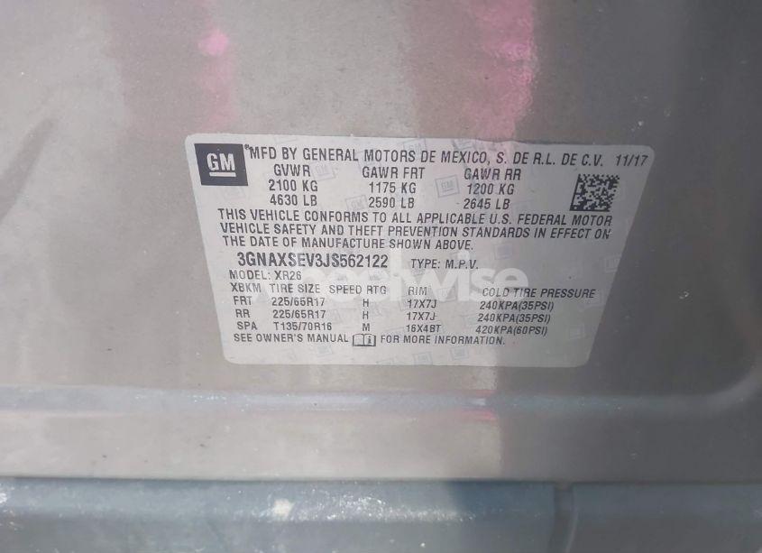 Photo 9 of 2018 Chevrolet Equinox LT (VIN 3GNAXSEV3JS562122)