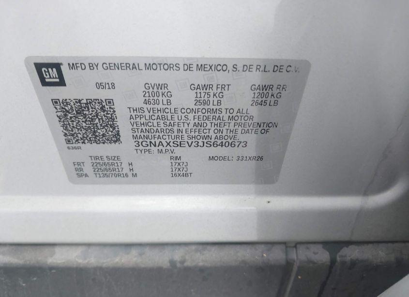 Photo 9 of 2018 Chevrolet Equinox LT (VIN 3GNAXSEV3JS640673)