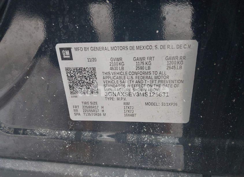 Photo 9 of 2021 Chevrolet Equinox LS (VIN 3GNAXSEV3MS125631)