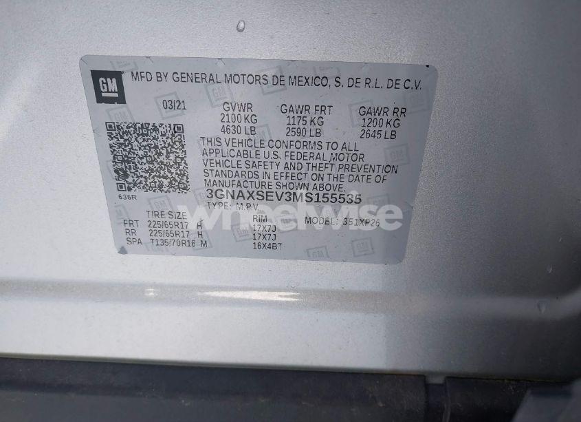 Photo 9 of 2021 Chevrolet Equinox AWD LS (VIN 3GNAXSEV3MS155535)