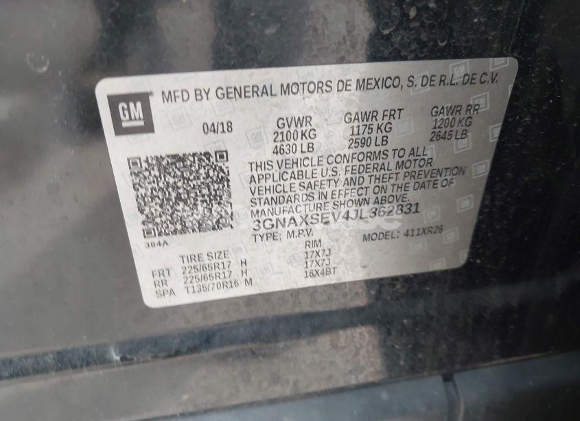 Photo 9 of 2018 Chevrolet Equinox LT (VIN 3GNAXSEV4JL362831)