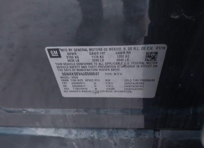 Photo 9 of 2018 Chevrolet Equinox LT (VIN 3GNAXSEV4JS588647)