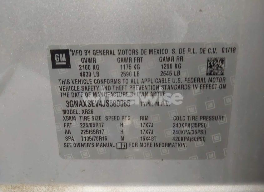 Photo 9 of 2018 Chevrolet Equinox LT (VIN 3GNAXSEV4JS589085)