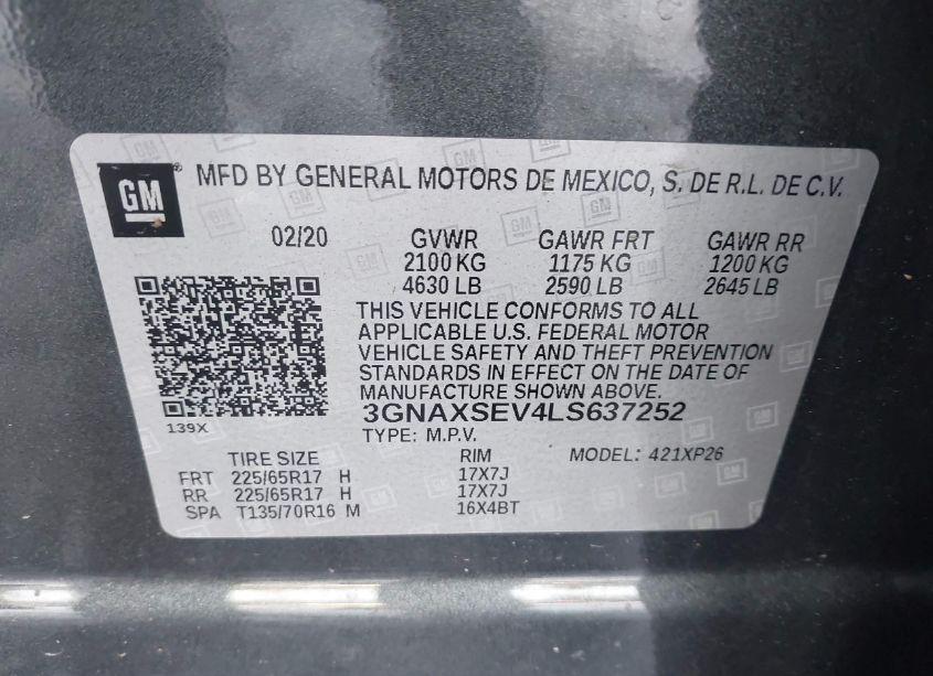 Photo 9 of 2020 Chevrolet Equinox AWD LS (VIN 3GNAXSEV4LS637252)
