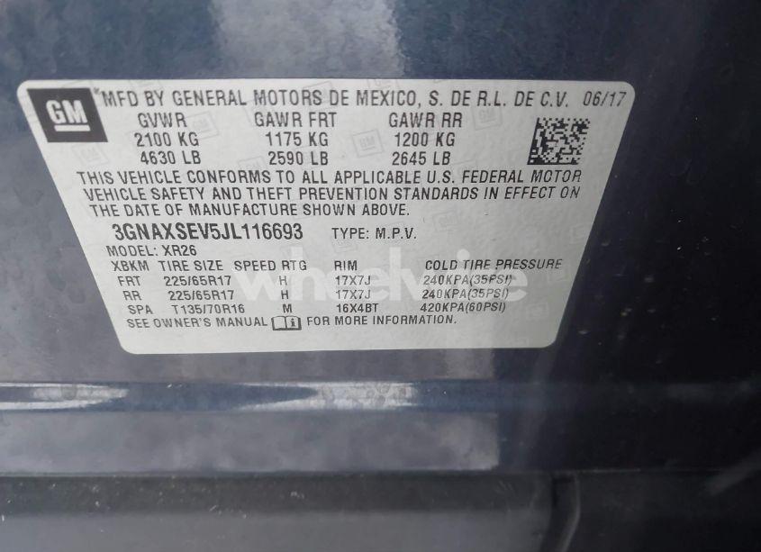 Photo 9 of 2018 Chevrolet Equinox LT (VIN 3GNAXSEV5JL116693)