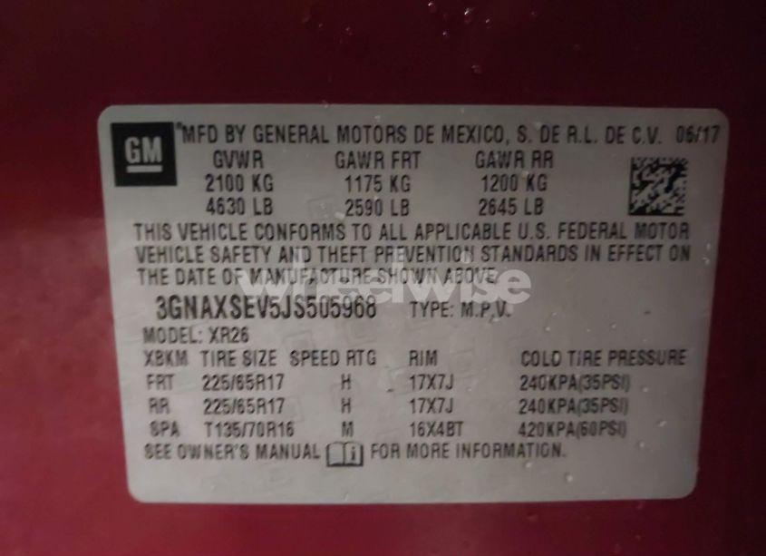 Photo 9 of 2018 Chevrolet Equinox LT (VIN 3GNAXSEV5JS505968)