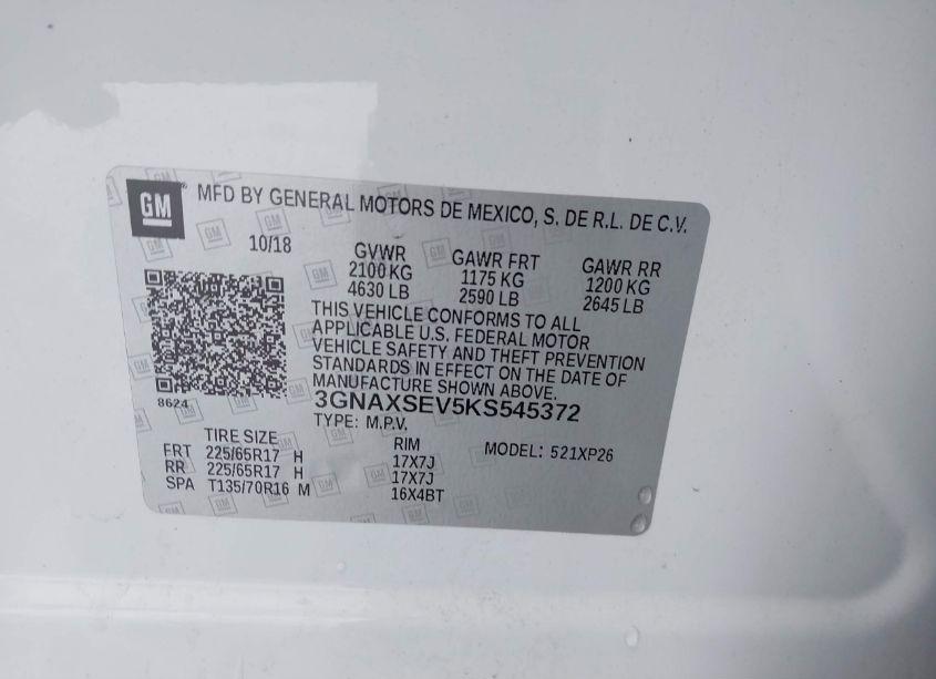 Photo 9 of 2019 Chevrolet Equinox LS (VIN 3GNAXSEV5KS545372)