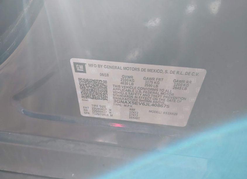 Photo 9 of 2018 Chevrolet Equinox LT (VIN 3GNAXSEV6JL408675)