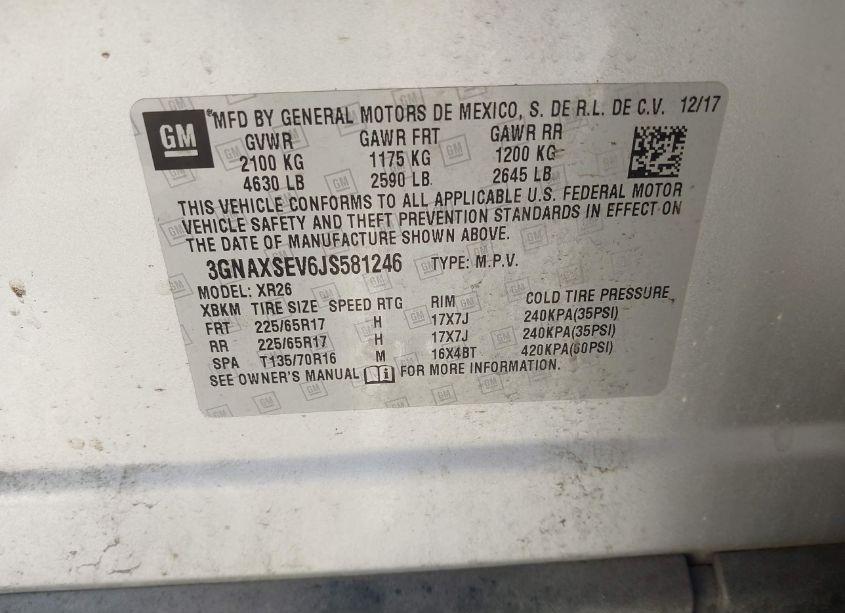 Photo 9 of 2018 Chevrolet Equinox LT (VIN 3GNAXSEV6JS581246)