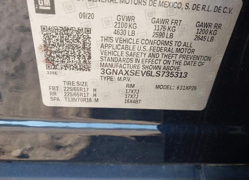 Photo 9 of 2020 Chevrolet Equinox AWD LS (VIN 3GNAXSEV6LS735313)