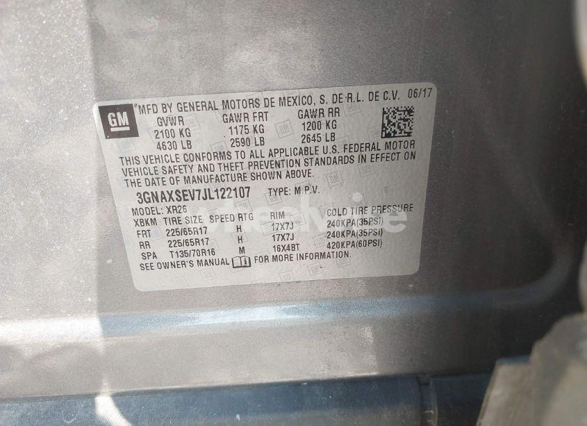 Photo 9 of 2018 Chevrolet Equinox LT (VIN 3GNAXSEV7JL122107)