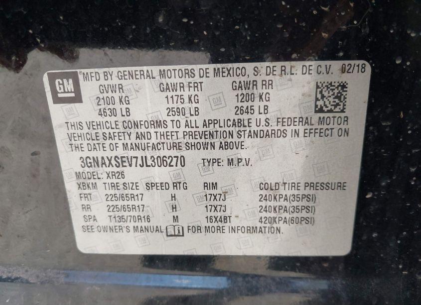 Photo 9 of 2018 Chevrolet Equinox LT (VIN 3GNAXSEV7JL306270)