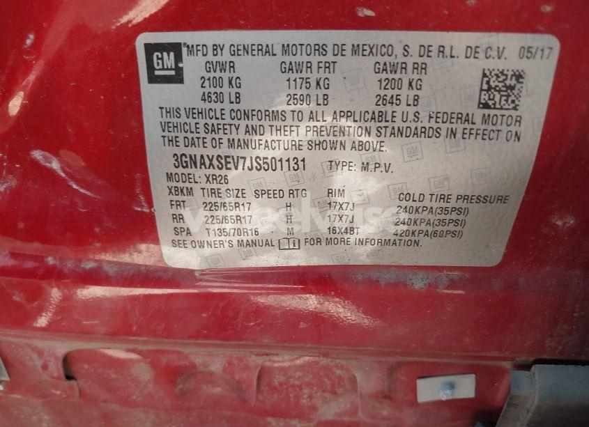 Photo 9 of 2018 Chevrolet Equinox LT (VIN 3GNAXSEV7JS501131)