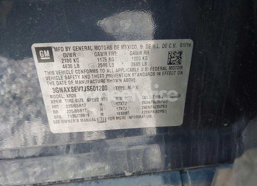 Photo 9 of 2018 Chevrolet Equinox LT (VIN 3GNAXSEV7JS601200)