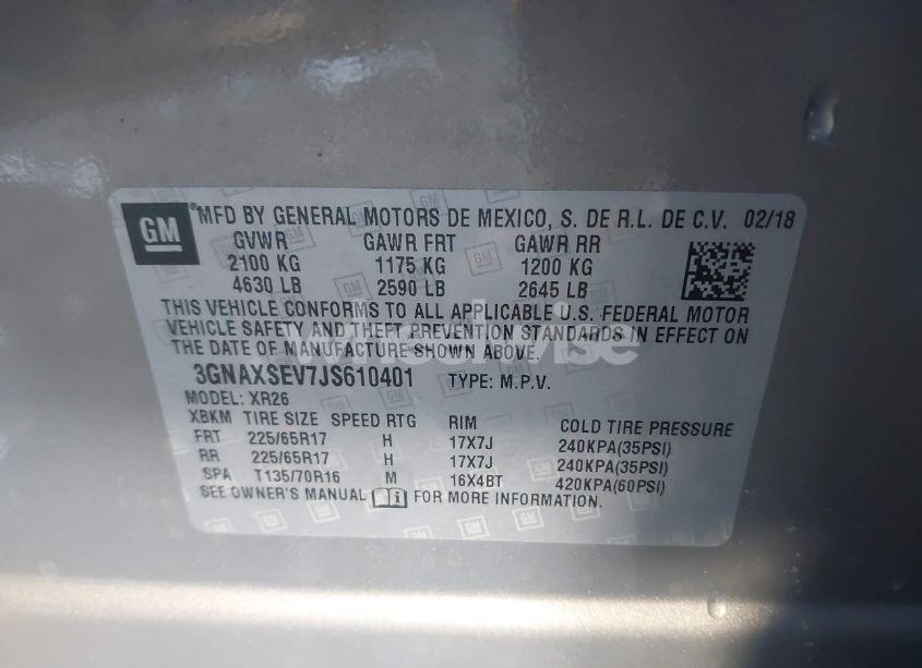 Photo 9 of 2018 Chevrolet Equinox LT (VIN 3GNAXSEV7JS610401)