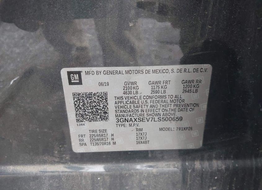 Photo 9 of 2020 Chevrolet Equinox AWD LS (VIN 3GNAXSEV7LS500659)