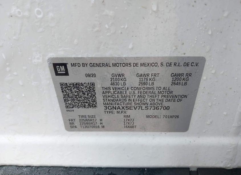 Photo 9 of 2020 Chevrolet Equinox AWD LS (VIN 3GNAXSEV7LS736700)