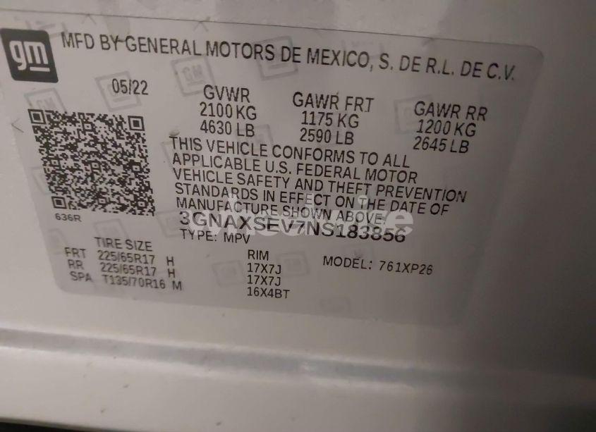 Photo 9 of 2022 Chevrolet Equinox AWD LS (VIN 3GNAXSEV7NS183856)