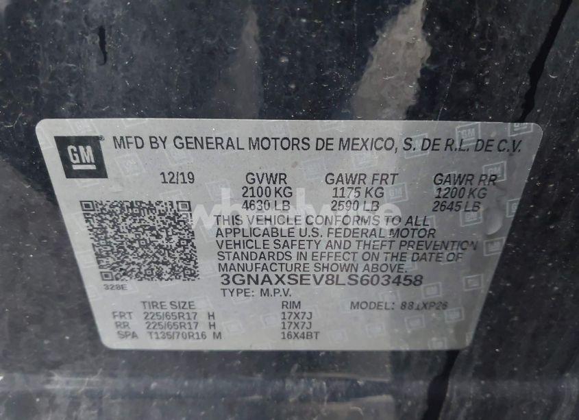 Photo 9 of 2020 Chevrolet Equinox AWD LS (VIN 3GNAXSEV8LS603458)