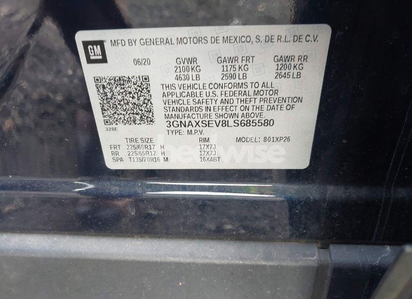 Photo 9 of 2020 Chevrolet Equinox AWD LS (VIN 3GNAXSEV8LS685580)