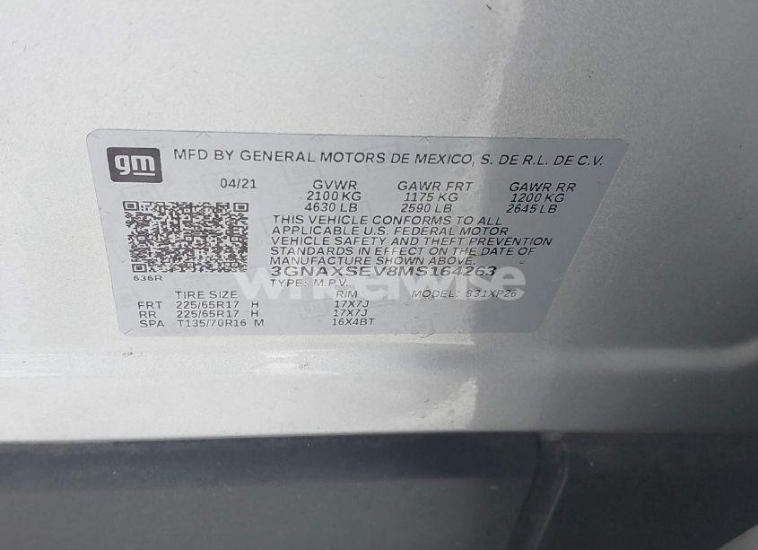 Photo 9 of 2021 Chevrolet Equinox AWD LS (VIN 3GNAXSEV8MS164263)