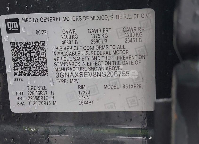 Photo 9 of 2022 Chevrolet Equinox AWD LS (VIN 3GNAXSEV8NS206755)