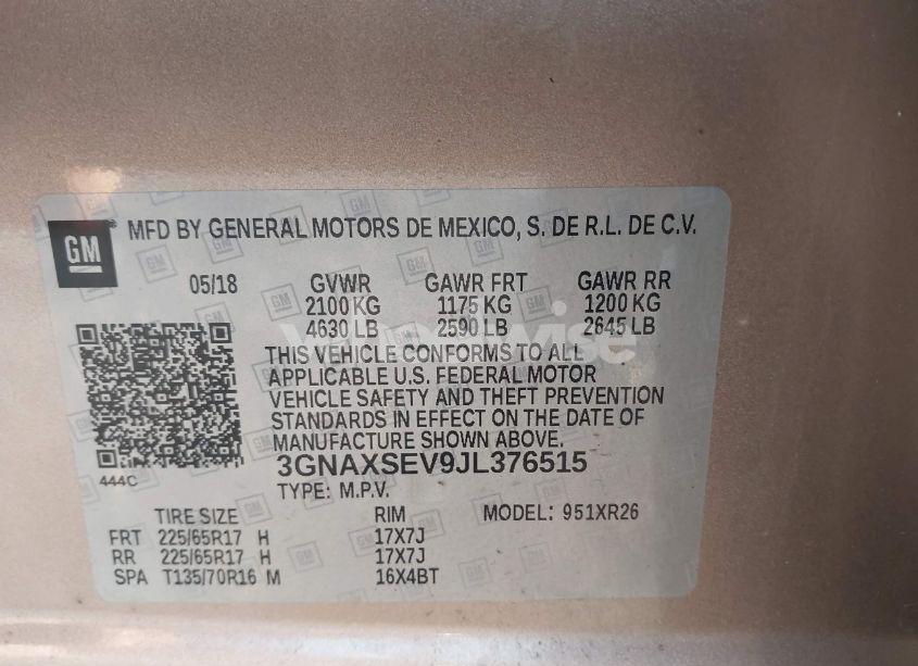 Photo 9 of 2018 Chevrolet Equinox LT (VIN 3GNAXSEV9JL376515)