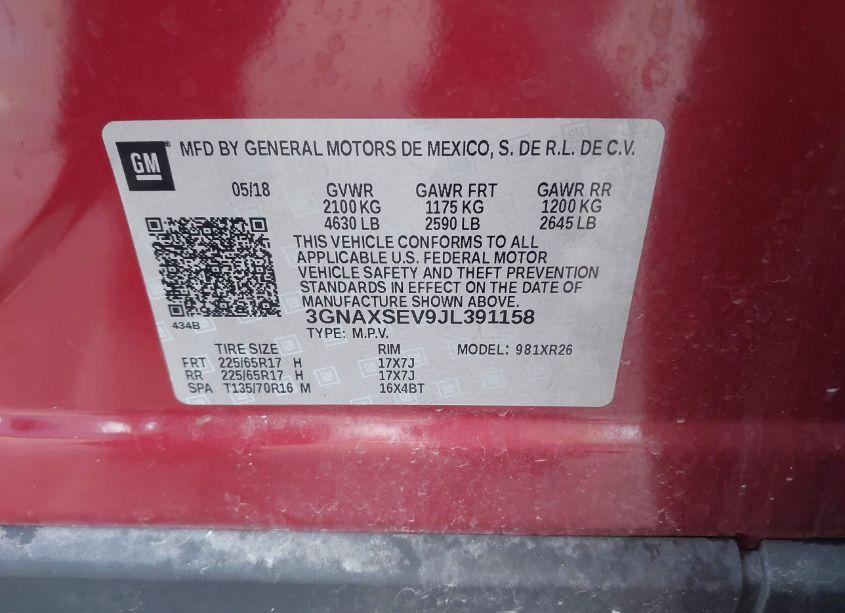 Photo 9 of 2018 Chevrolet Equinox LT (VIN 3GNAXSEV9JL391158)