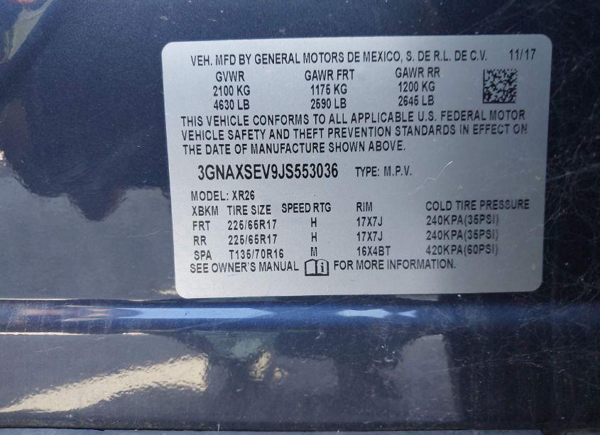 Photo 9 of 2018 Chevrolet Equinox LT (VIN 3GNAXSEV9JS553036)