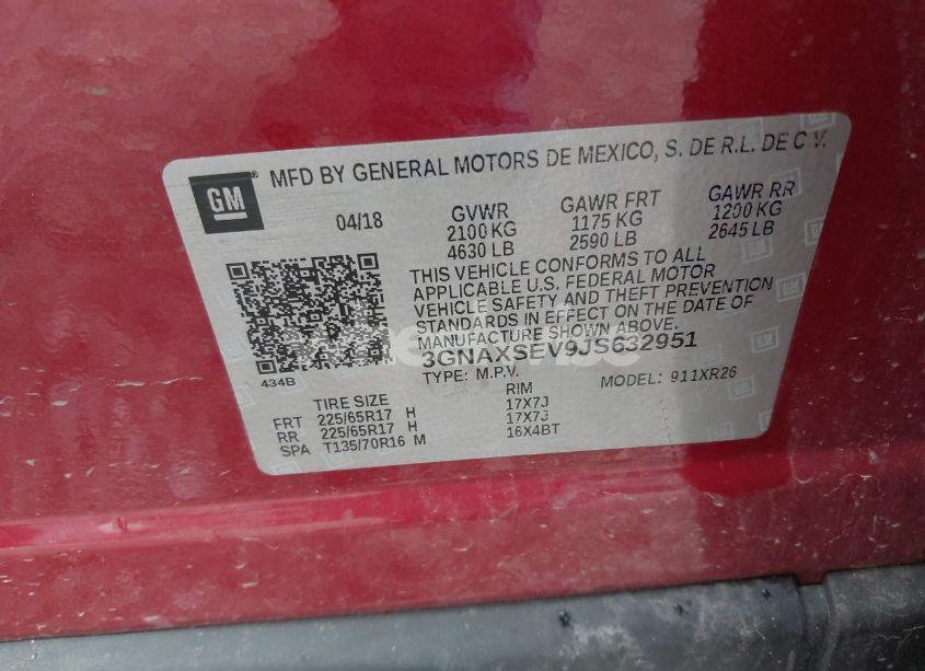 Photo 9 of 2018 Chevrolet Equinox LT (VIN 3GNAXSEV9JS632951)