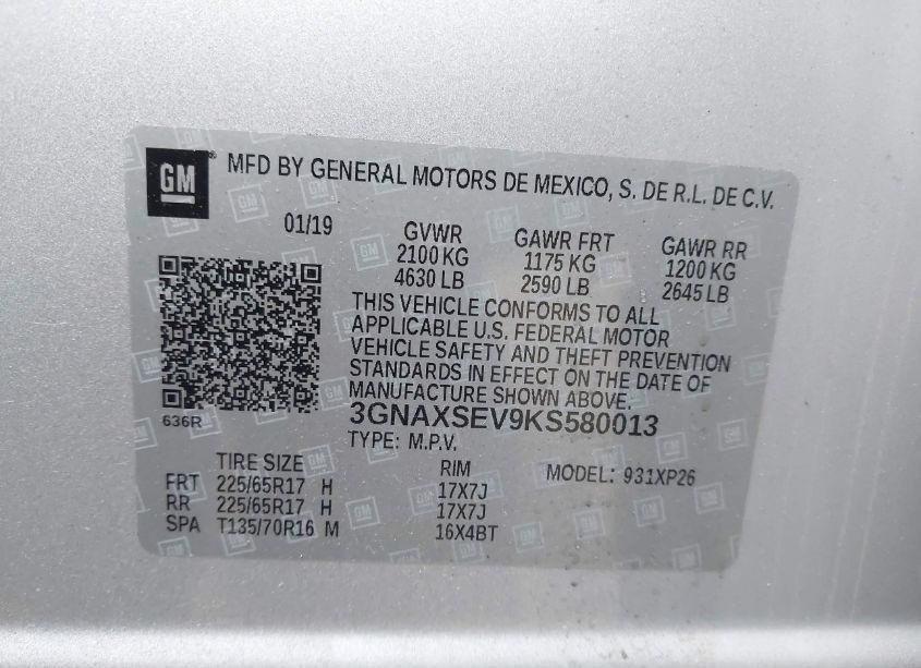 Photo 9 of 2019 Chevrolet Equinox LS (VIN 3GNAXSEV9KS580013)